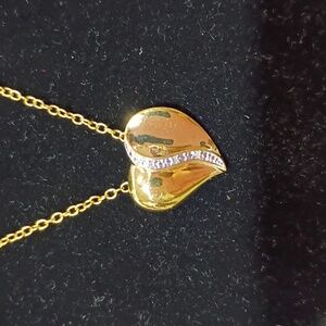 "I Love You" Heart Pendant With Chain Necklace Yellow Gold & Silver Plated